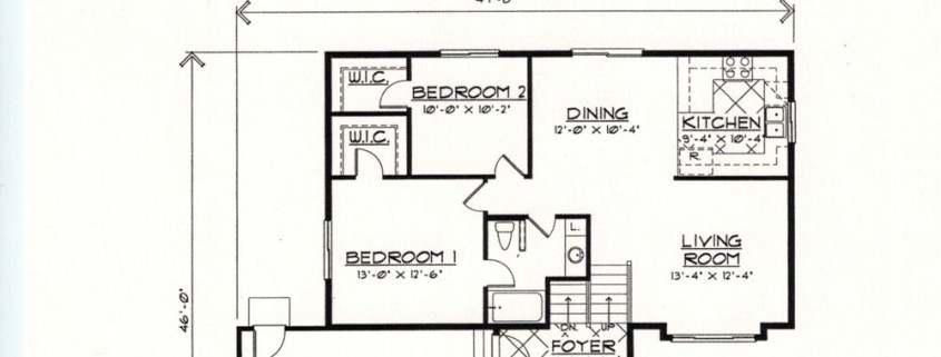 Fruitwood 2 bed, 1 bath Floorplan