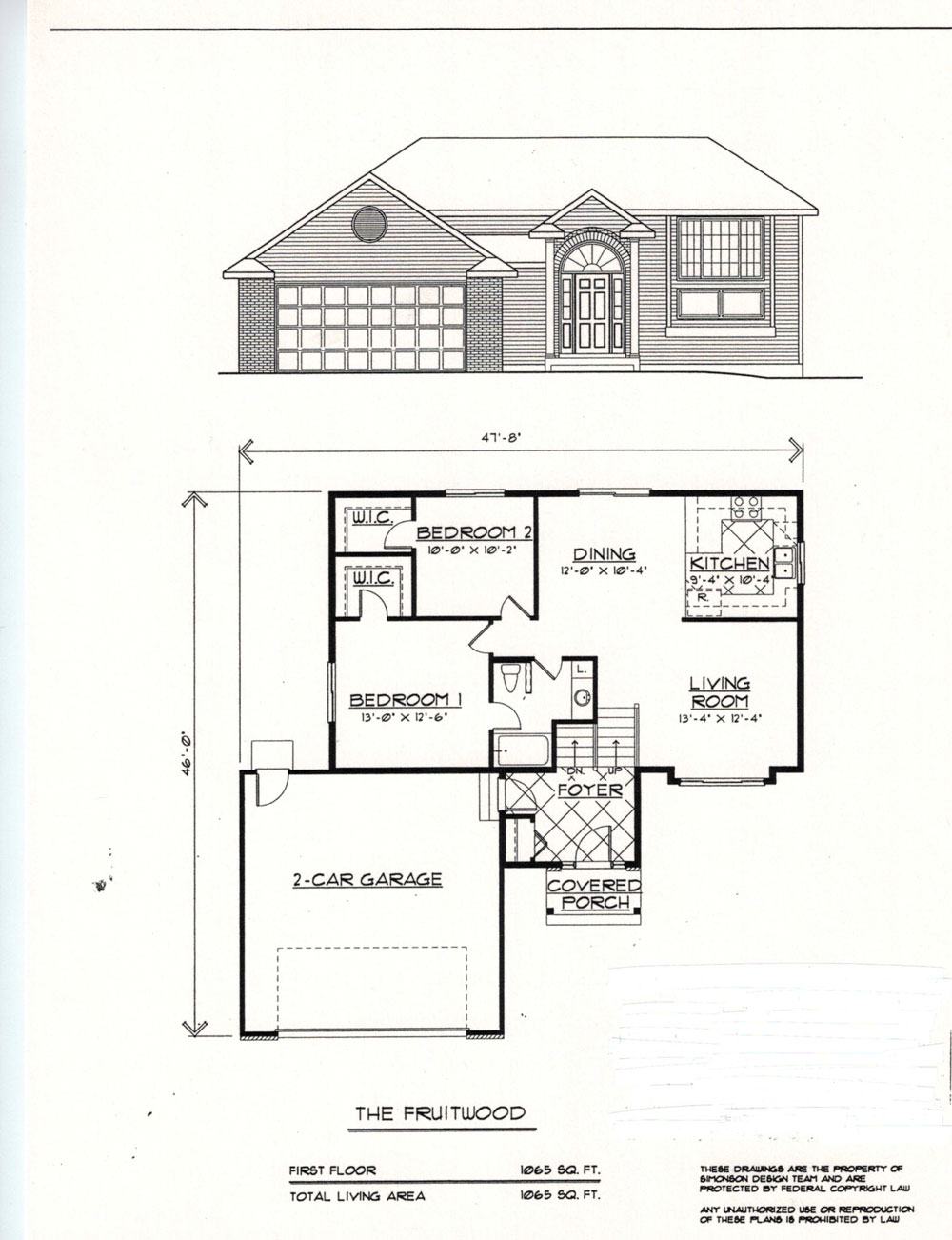 Fruitwood 2 bed, 1 bath Floorplan
